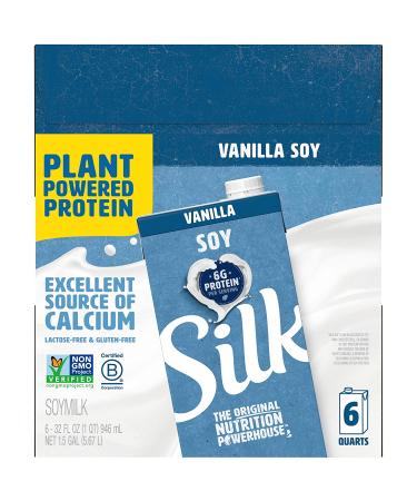 Soy Vanilla Non-Dairy Milk, 32 oz Cartons (Pack of 6) - Individually Packaged Dairy-Free Soy Milk - Buy Online on GoSupps.com