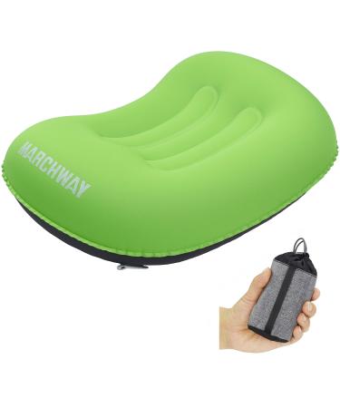 MARCHWAY Ultralight Compact Inflatable Camping Pillow Soft Compressible Portable Travel Air Pillow for Outdoor Camp Sport Hiking Backpacking Night Sleep and Car Airplane Lumbar Support Green