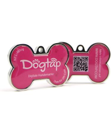 DogTap Solid Digital Dog Bone | NFC Chip & QR Code | Waterproof PVC & Metal | Robust Pink Pet ID Tag - International Shipping Available - Buy Online on GoSupps.com