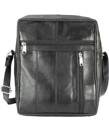 Paul Walter Genuine Leather Black Crossbody Shoulder Bag - Unisex Travel Kit Handbag - Buy Online on GoSupps.com