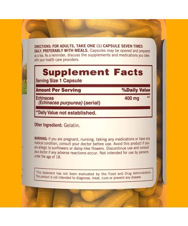 Sundown Naturals Echinacea 400 mg - 100 Whole Herb Capsules for Immune Support - Buy Online on GoSupps.com