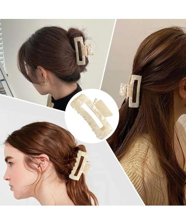 Rectangle Hair Claw Clips - Non-slip White Hair Accessories for Thick Hair Girls and Women - Buy Online on GoSupps.com