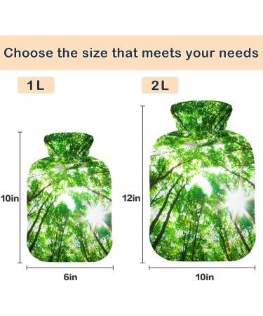Buy NAANLE Transparent Hot Water Bottle with Tree of Life Cover - 1L Heat Bottle for Back Pain Relief & Cold Therapy | Green Forest Design - Buy Online on GoSupps.com