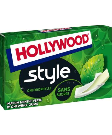 HOLLYWOOD - Chewing-Gums Style - Chlorophylle - Parfum Menthe Verte - Effet Fra cheur - Ar mes Naturels - Sans Sucres - 18 Paquets De 12 Gums - Buy Online on GoSupps.com