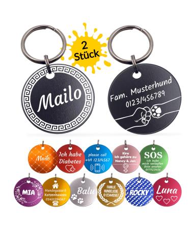 Unique branding |2 pieces of recognition brands |Dog cat and master |Dog brand personalized |On both sides with engraving |round |Orange |35 mm orange 35