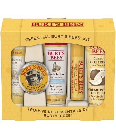 Burt's Bees Gift Set, 5 Essential Prodcuts, Deep Cleansing Cream, Hand Salve, Body Lotion, Foot Cream & Lip Balm, Travel Size Essentials Everyday Beauty Gift