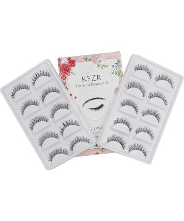 KFZR 10 Pairs Natural Eyelashes False Fake Eye Lashes Lash Long Extension Handmade Crisscross 3D Reusable For Makeup Black 002 - Buy Online on GoSupps.com