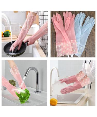 2 Pairs Medium Rubber Washing Up Gloves with Long Cuff for Household Cleaning - Dishwashing and Kitchen Gloves - Buy Online on GoSupps.com