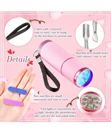 Chumia Mini UV LED Nail Lamp for Gel Nails - Portable Manicure Tool with Nail Cuticle Pusher and Files (Pink) - Buy Online on GoSupps.com