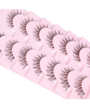Eyelashes Wispy Natural False Lashes 3D C Curl Eye Lashes Clear Band Short Russian Strip Lashes that Look Like Extensions Reusable Fake Eyelashes Asian Fake Lashes Pack by Goddvenus short lashes - Buy Online on GoSupps.com
