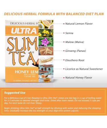 Hobe Labs Honey Lemon Ultra Slim Tea Honey Lemon 24 Bags - Buy Online on GoSupps.com
