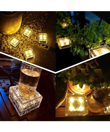 Set of 4 Solar Ice Cube Rocks Light LED Paver Garden in-Groud Buried Light Automatic Switch for Outdoor Path Road Yard Warm White - Buy Online on GoSupps.com