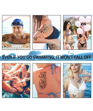 60 Sheets Temporary Tattoos for Women Men - Realistic Flower Snake Waterproof 3D Black Tattoo Stickers - Long Lasting Body Art for Adults Teens Party Bar - Buy Online on GoSupps.com