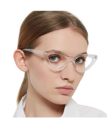 MARE AZZURO Cat Eye Computer Reading Glasses Women Blue Light Blocking Readers 0 100 125 150 175 200 225 250 275 300 350 400 500 600 (Transparent 3.5) Transparent 3.5 x