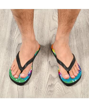 XXL Mnsruu Batik Flip Flops - Multicolored Rainbow Water-Color Design for Home Hotel Spa & Travel - Buy Online on GoSupps.com