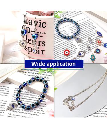 450 Blue Evil Eye Beads & Charms Mix for DIY Jewelry Making - Enamel Rondelle Spacer Beads with Silver Connectors - Buy Online on GoSupps.com