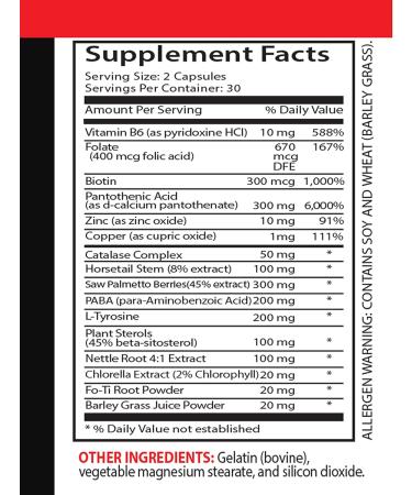 Hair restoration for men - GRAY HAIR REVERSE COMPLEX - Gray hair reversal supplements PABA L-Tyrosine Biotin Stinging Nettle Root Fo-Ti Root Powder Hair support vitamins 1 Bottle 60 Capsules - Buy Online on GoSupps.com