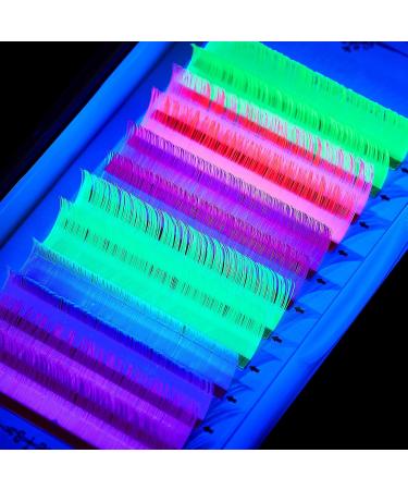 Neon Color Eyelash Extensions - 0.07mm D Curl 15mm Glow in the Dark Volume Lashes for Halloween & Christmas Parties - Buy Online on GoSupps.com