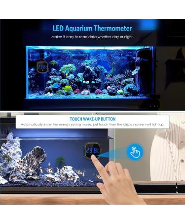 Brifit Digital Mini Aquarium Thermometer - High Precision LED Display Touch Screen Gluing-On for Fresh & Marine Water - 1 Piece Black - Buy Online on GoSupps.com
