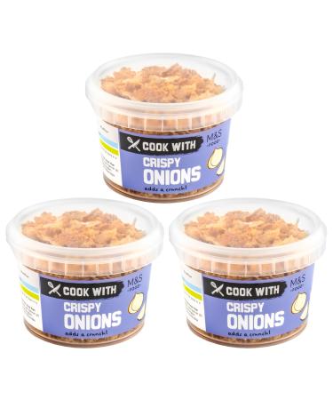 M&S Marks & Spencer Crispy Fried Onion Flakes Perfect for Salads Roast Potatoes & Barbecues - Set of 3 x 100g Tubs