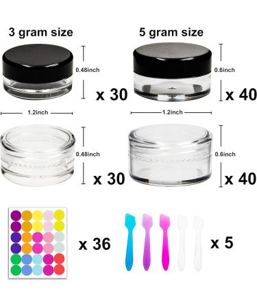 Youngever 140 Set Cosmetic Container - Empty Sample Jars Cream Cans 5G & 3G Plastic Pots with Lids Mini Spatulas & Labels - International Shipping Available - Buy Online on GoSupps.com