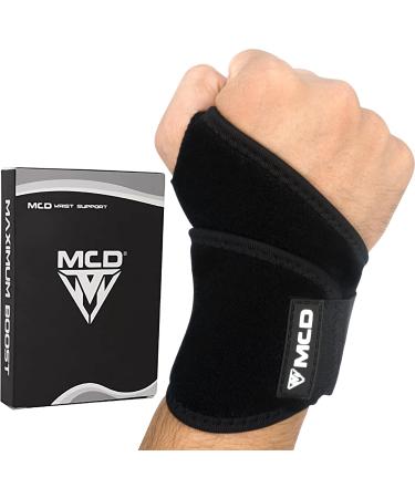 MCD Wrist Supports Comfortable Lightweight Hand & Wrist Braces Adjustable Wrist Compression Support Fit for Both Left & Right Hand Wrist Support for Fitness Weightlifting Gymnastics & Relief Single Black