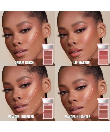3-in-1 Contour and Highlight Palette - Full Face Palette with Baked Bronzer Blush and Highlighter For All Skin Types Easy to Apply and Blend (03# 8.5 g) 03# 8.5 g (Pack of 1) - Buy Online on GoSupps.com