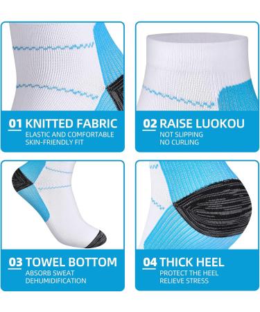 Compression Socks for Plantar Fasciitis - 6/7 Pairs, Men & Women, Low Cut Athletic Socks with Arch Support, L-XL Black/Blue - Buy Online on GoSupps.com