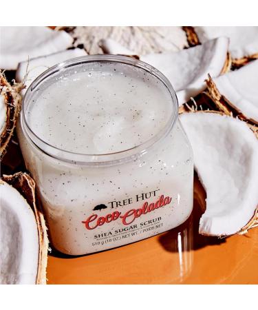 TreeHut Coco Colada Body Scrub 18 oz - Shea Sugar Exfoliator & Mesh Sponge for Ultimate Exfoliation - Buy Online on GoSupps.com