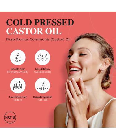 Mo's Castor Oil (2 oz) - 100% Pure Cold Pressed Moisturizer for Skin Hair Eyelashes & Eyebrows | International Shipping Available - Buy Online on GoSupps.com