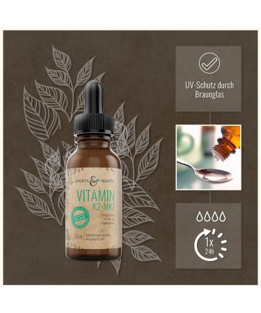Vitamin K2 MK7 Drops - 200 g Daily Dose High Bioavailability Additive-Free Made in Germany - 20ml Liquid Form - Buy Online on GoSupps.com