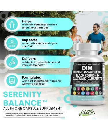 Clean Nutraceuticals DIM Evening Primrose Black Cohosh Calcium D-Glucarate Sulforaphane Flax Seed Extract - Hormonal Support Vitamins for Women with Dong Quai - 60 Caps 60 Count (Pack of 1) - Buy Online on GoSupps.com