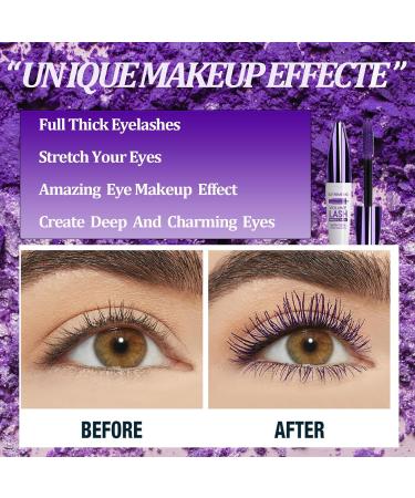 5D Waterproof Purple Mascara for Long Lasting & Thick Lashes - Smudge-Proof Fiber Mascara for Natural Length & Durable Curl - Perfect for Halloween & Christmas Stage Looks - Buy Online on GoSupps.com