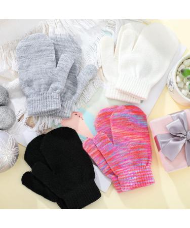 4 Pairs Toddler Knitted Winter Mittens - Unisex Full Finger Stretch Gloves for Boys and Girls - Buy Online on GoSupps.com