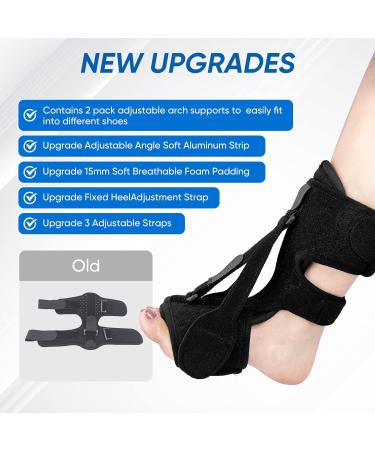 LISTENJIALE Plantar Fasciitis Night Splint - 2 Pack with Arch Support & 3 Adjustable Straps - Relief Brace for Foot Drop, Achilles Tendonitis (Black) - Buy Online on GoSupps.com