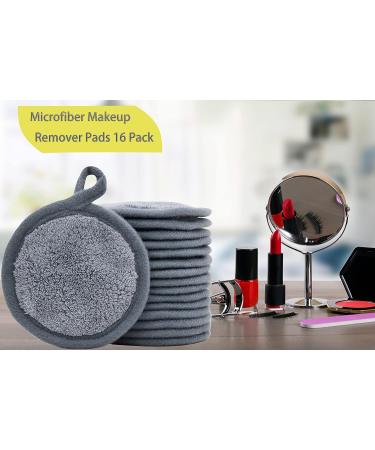 BloomSesame Reusable Makeup Remover Pads 16 Pack - Microfiber Cleansing Facial Rounds for Face, Eyes, Lips - Gray (3.5 inch) - Eco-Friendly Beauty Wipes - Buy Online on GoSupps.com