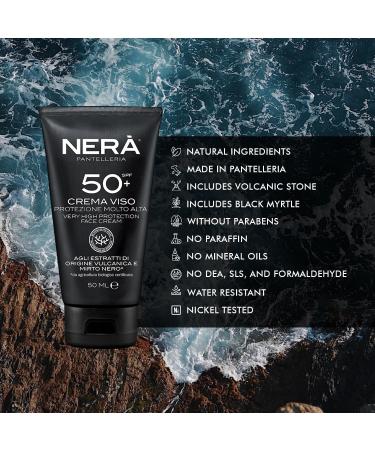 NERA Pantelleria Water Resistant SPF50+ Very High Protection Sunscreen Lotion 50ML - Nourishing Face Sun Cream Lotion with UVA/UVB Filters Prevents Dehydration & Skin Aging - Unisex - Buy Online on GoSupps.com