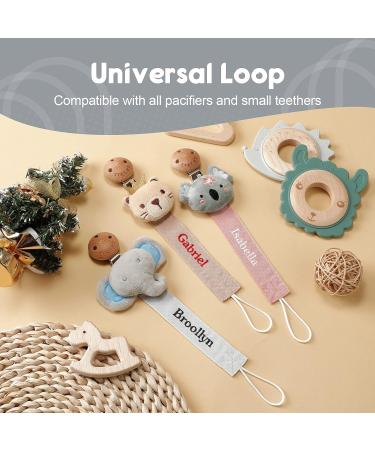 TYRY.HU Personalized Dummy Clips - Baby Soother Pacifier Chain Holder Set with Customized Name - BPA Free Elephant Design - Buy Online on GoSupps.com