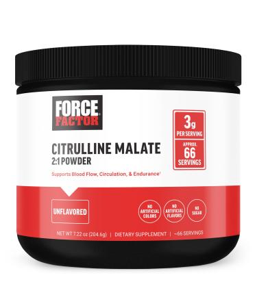 FORCE FACTOR Citrulline Malate 2:1 L Citrulline Supplement for Men to Boost Nitric Oxide Blood Flow Muscle Pumps and Performance L Citrulline Powder Pump Supplement Unflavored 66 Servings