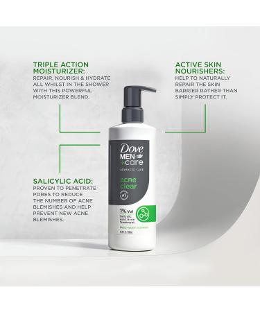 Dove Men + Care Advanced Acne Clear Cleanser - 3 Count, 1% Salicylic Acid, 16.9 oz - Buy Online on GoSupps.com