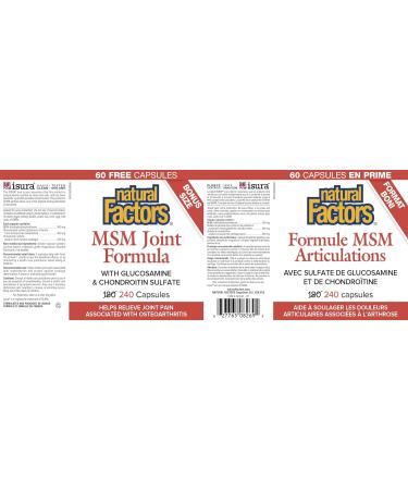 Natural Factors MSM Joint Formula Bonus Size - 240 capsules - Buy Online on GoSupps.com