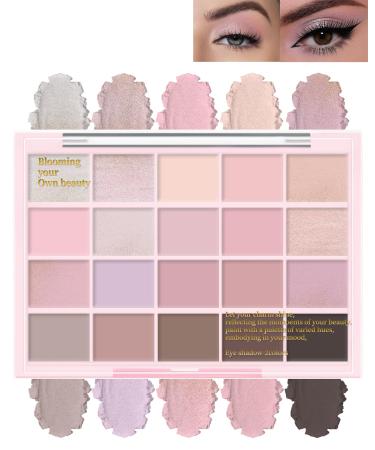 20 Colors Pink Eyeshadow Palette Ultra-Fine Lightweight Powder High Pigmented Blendable Shimmer Long Lasting Matte Eye Shadow Travel Size Eyeshadow Makeup Palette Paleta De Sombras Para Ojos-03 04