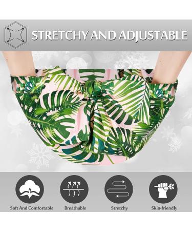 2-Piece Waterproof Shower Caps for Women | Reusable Elastic Hair Hoods - Perfect for Long Short & Curly Hair (Palm Leaf & Stripes) - Buy Online on GoSupps.com