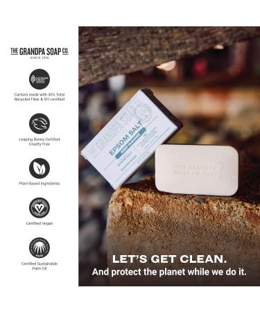 Grandpa Soap Epsom Salt Bar Soap - Deep Cleansing Vegan Soap for Face & Body 4.25 Oz (4 Pack) - Removes Dirt Grease & Grime - Buy Online on GoSupps.com