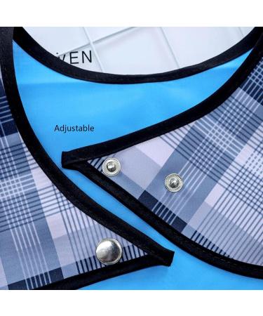 HACLEN Adult Bib for Women Men Plaid Pattern Feeding Bibs with Crumb Catcher Clothing Protectors with Snap Washable 1 - Buy Online on GoSupps.com