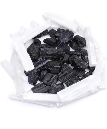 DANCING BEAR Black Tourmaline & Selenite Combo Pack - 1 LB Each | Healing Crystals for Good Vibes | Cleansing Energy | Made in USA - Buy Online on GoSupps.com