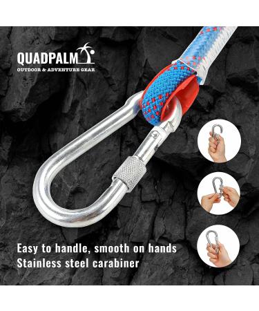 QUADPALM Grappling Hook and Rope 10M (32ft) - Multifunctional Heavy Duty Survival Gear - Stainless Steel Folding Claws - Blue - Buy Online on GoSupps.com