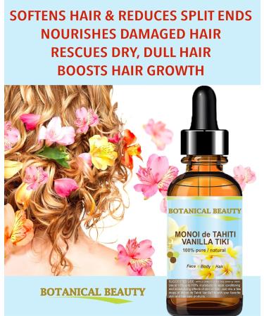 Buy Botanical Beauty MONOI DE TAHITI OIL VANILLA TIKI - Pure Natural Undiluted Virgin 2 Fl. Oz. | Nourish Face Skin Hair & Body - International Shipping Available - Buy Online on GoSupps.com