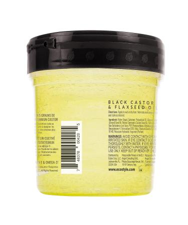 Eco Style Black Castor and Flaxseed Oil Styling Gel - Nourishing Repair for Damaged Hair - Healthy Scalp Promotion - Weightless Hold with Long Lasting Shine - 8 oz - Buy Online on GoSupps.com