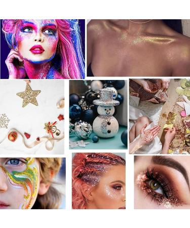 Chunky Holographic Body Glitter Set - 8 Jars with Gel Glue & Brush for Face Hair Eye Makeup | Perfect for Festivals Halloween Crafting & Nail Art - Buy Online on GoSupps.com